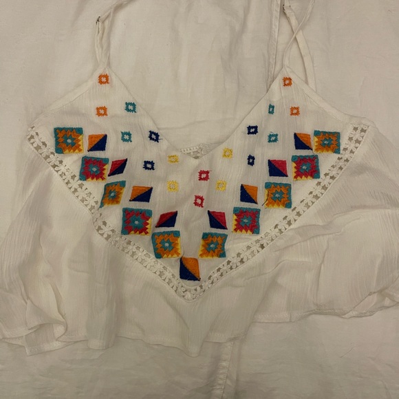 Flowy White Crop Top - Picture 1 of 2